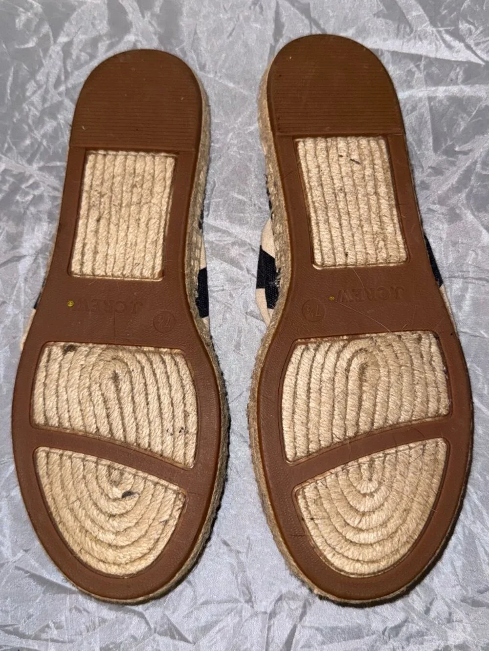 J.Crew Navy & Cream Striped Espadrille Slide Sandals Size 7.5
